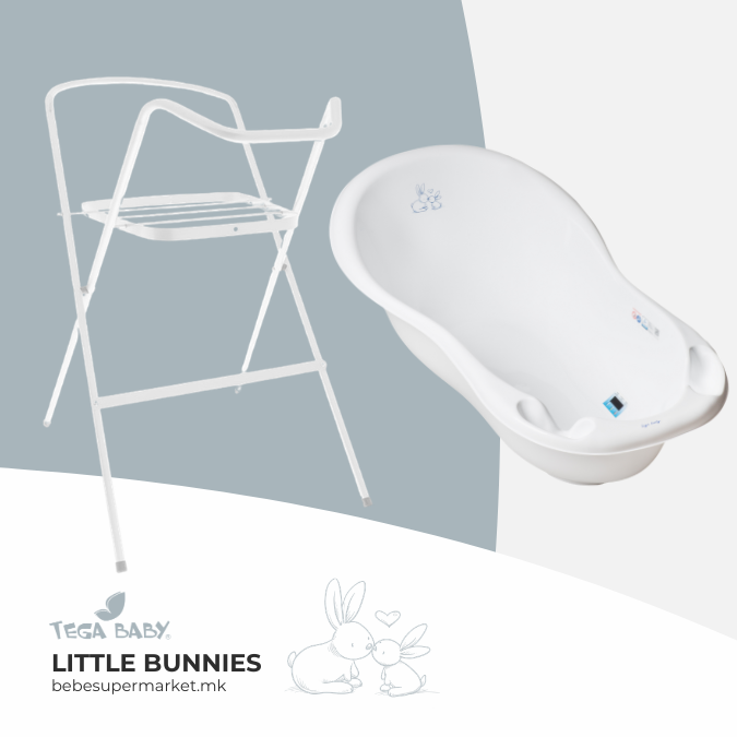 Bath Tube 102cm with STAND - Tega Baby - white little bunnies