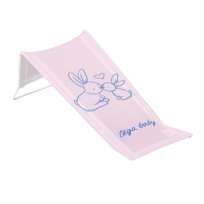 Textile baby bath seat LITTLE BUNNIES light pink - Tega Baby