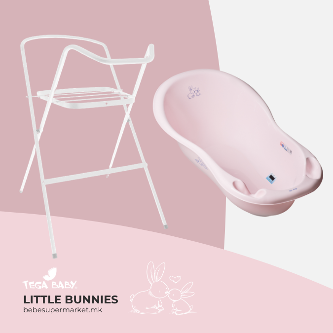 Bath Tube 102cm with STAND - Tega Baby - pink little bunnies