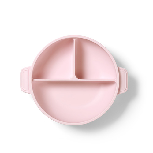 Silikon Bowl 3 sections and lid Babyono pink